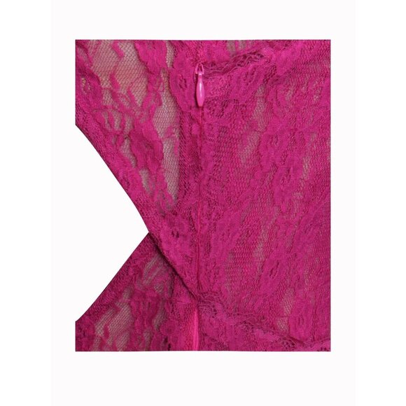 Maira Fuchsia Lace Long Sleeve Ruffle Dress - Picture 15 of 15